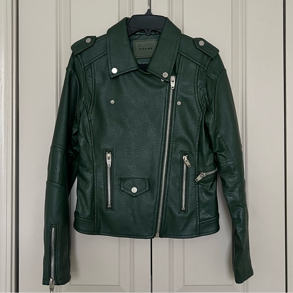 BLANKNYC Easy Rider Faux LeatherMoto Jacket (Dark Green) SMALL - Picture 3 of 14